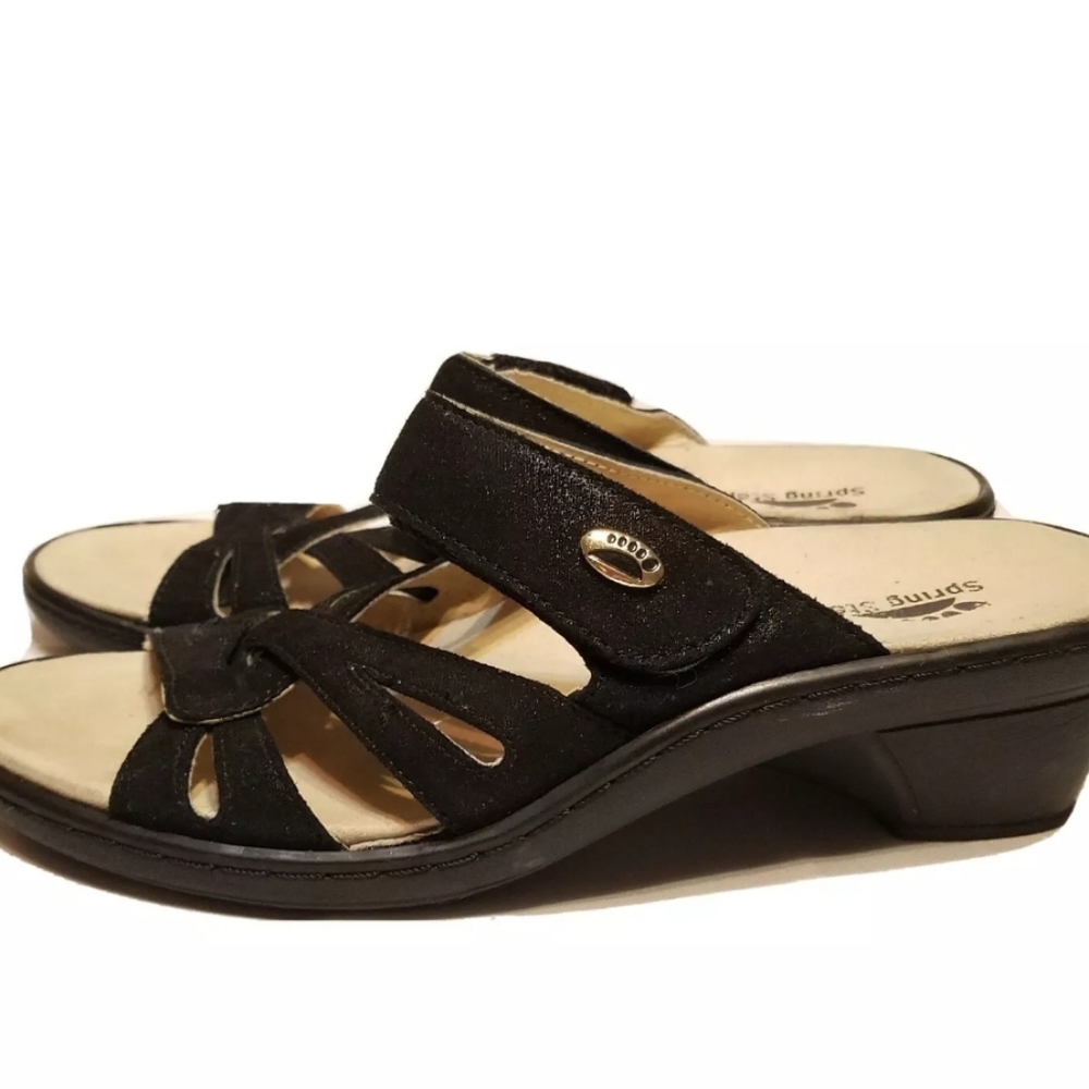 Spring Step Padova Black Leather strappy sandals US 8.5